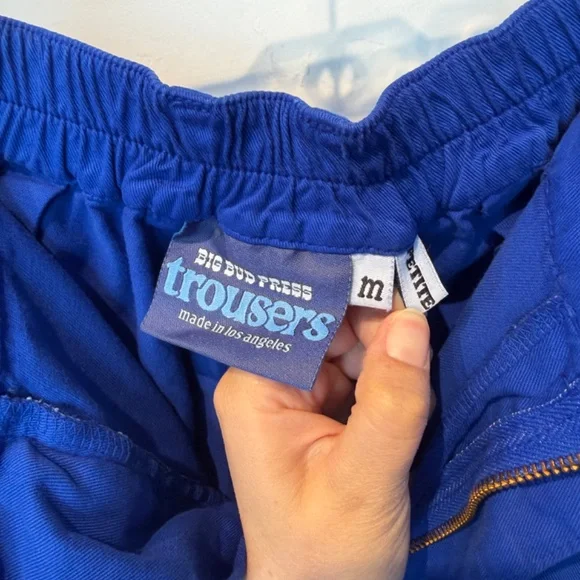 Big Bud Press Pleated Trousers in bright royal blue - size M petite - Picture 7 of 7